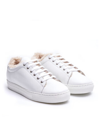 Curly Fur White Sneakers